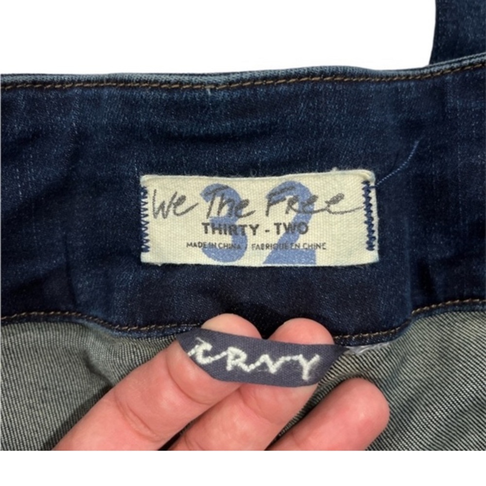 Free People We The Free Sz 32 blue High Rise Lace Up Jeans Lovers Knot - Picture 6 of 7